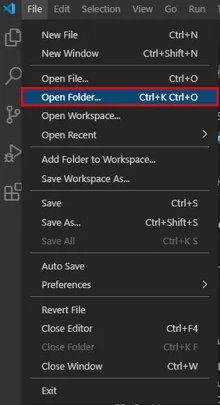 VS Code open folder