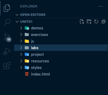 VS Code left nav